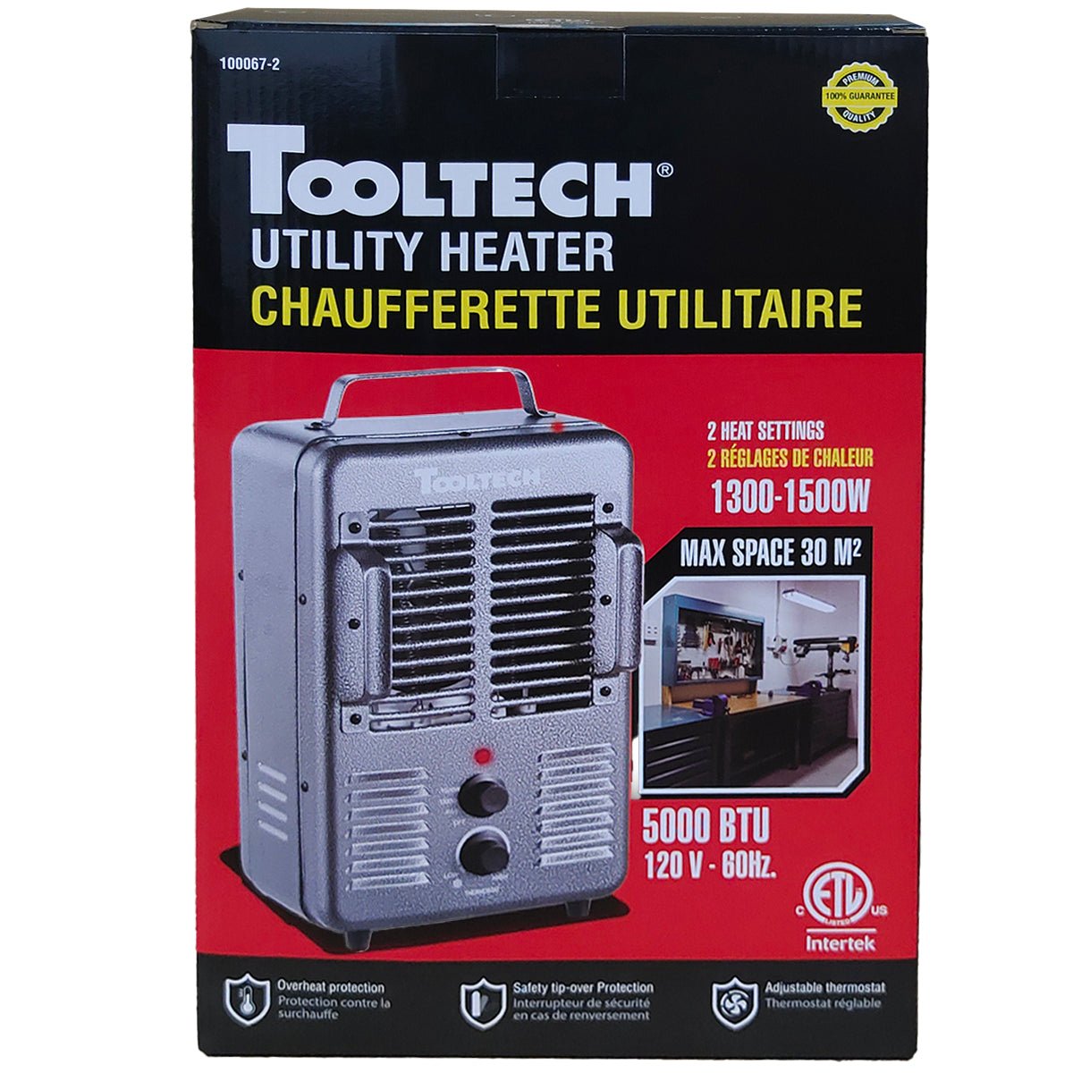 Tooltech 100067 - 2 Milkhouse Heater 5000 BTU 1300 - 1500W 120V 60Hz - Mississauga Hardware Centre Inc
