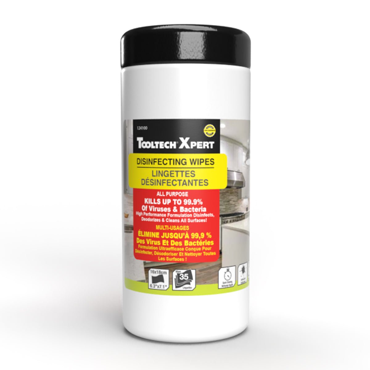 Tooltech 124100 Disinfecting Wipes Lemon 35 Count - Mississauga Hardware Centre Inc