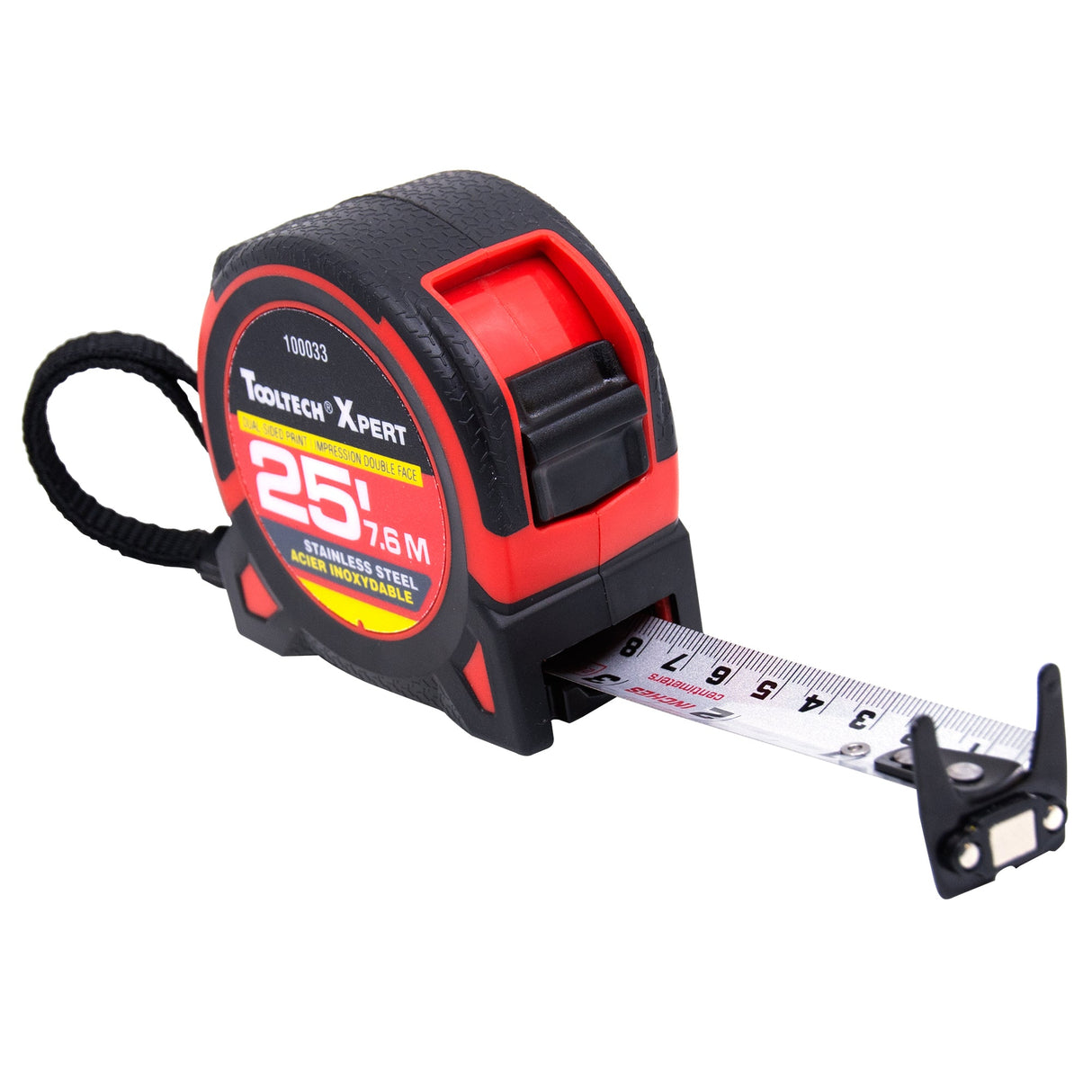 Tooltech Stainless steel Tape Measure 25ft (7.5m) x 1in Metric/Imperial Double Sided - Mississauga Hardware Centre Inc