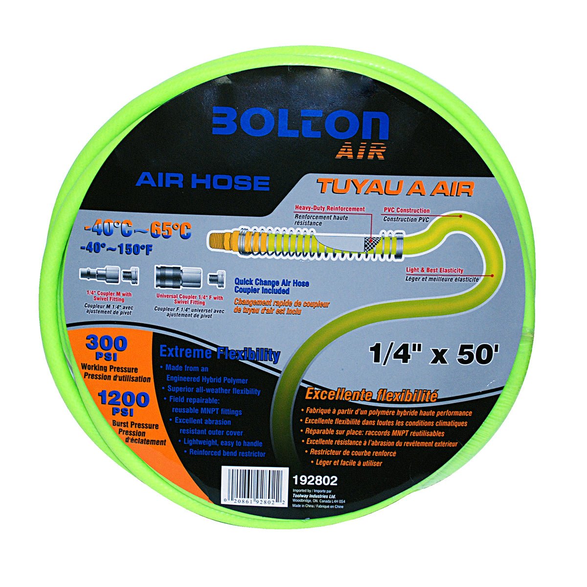 Toolway 1/4" x 50ft Flexible PVC Air Hose - Mississauga Hardware Centre Inc