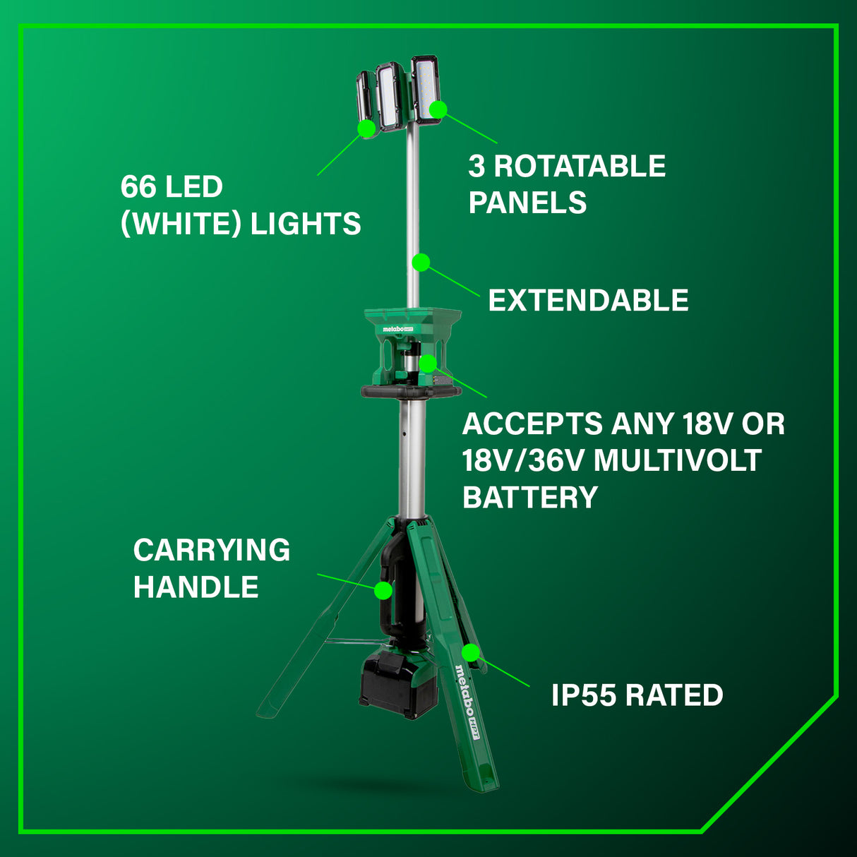 metabo HPT UB18DGQ4M 18V MultiVolt™ Cordless 4,000 Lumen LED Tripod Site Light (Tool Body Only)