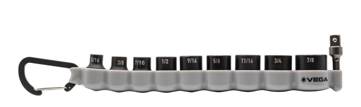VEGA 216M10CB 3/8 Sq Dr MM Impact Socket Set w/ Carabiner - 10pc - Mississauga Hardware Centre IncVega216M10CB