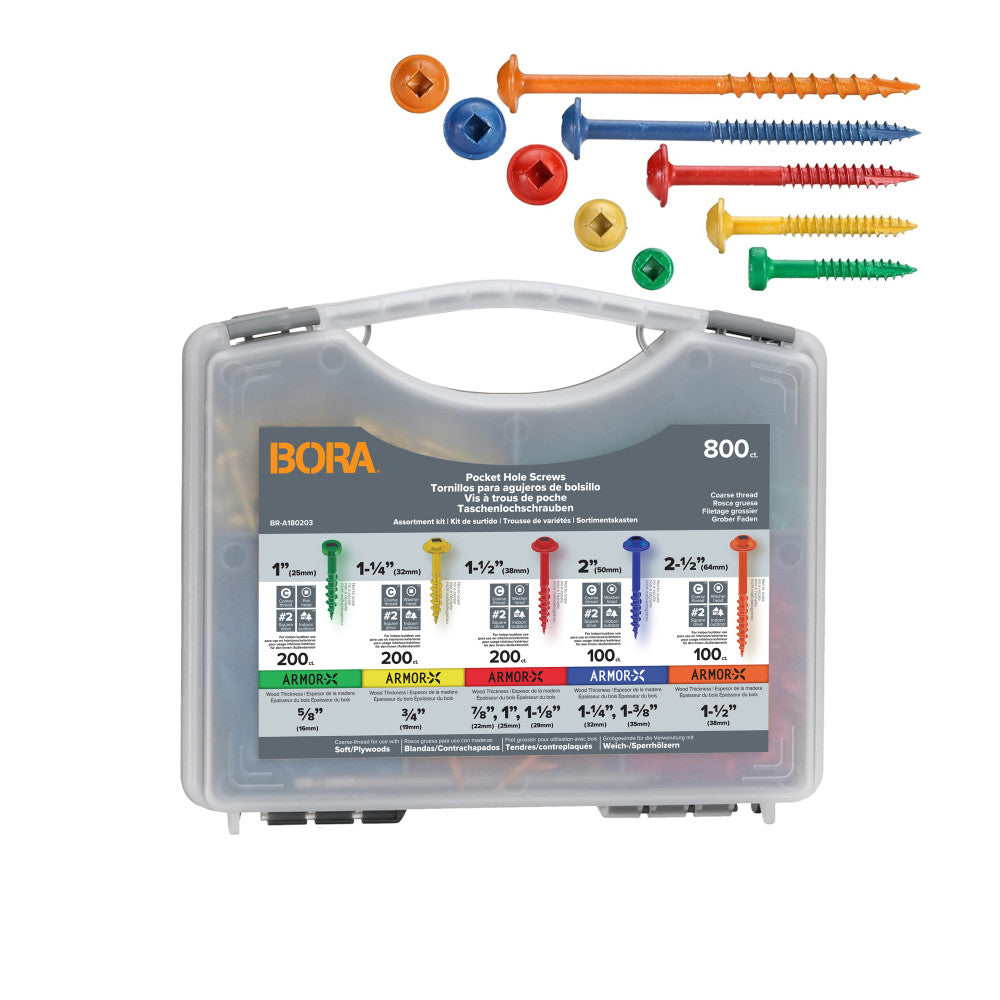 BORA BR-A180203 800-Piece Coarse Pocket Hole Screws