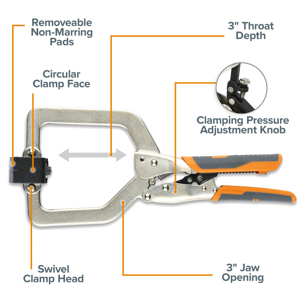 BORA BR-G060202 Auto Adjustable 3-Inch C Clamp