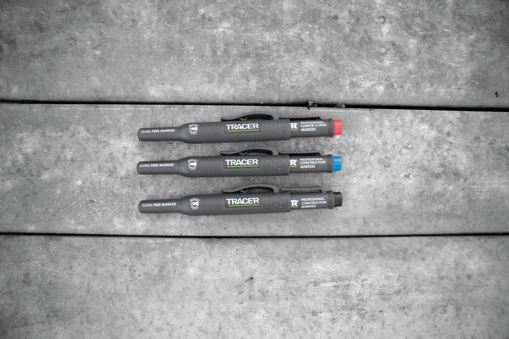 TRACER ACF-MK3 3pc Clog Free Marker Kit w/ 1x Black, 1x Blue, 1x Red Clog Free Marker & Site Holsters