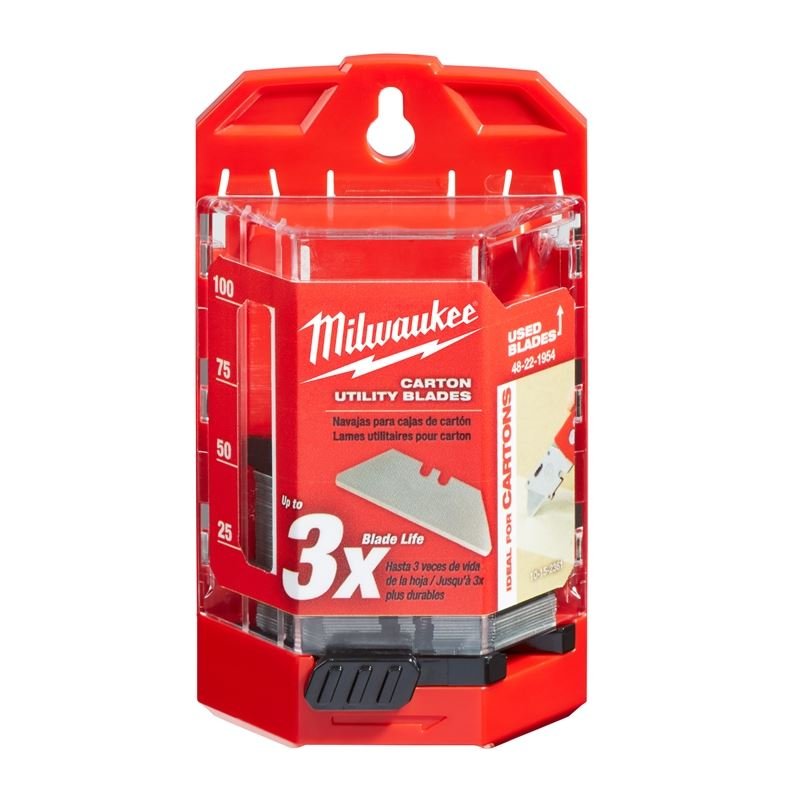 48 - 22 - 1954 Carton Utility Knife Blades with Dispenser - 50 Piece - Mississauga Hardware Centre Inc
