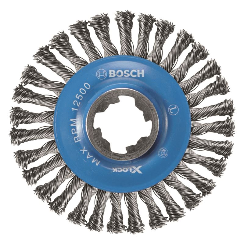 Bosch WBX408 4-1/2 In. Wheel Dia. X-LOCK Arbor Carbon Steel Stringer Bead Knotted Wire Wheel