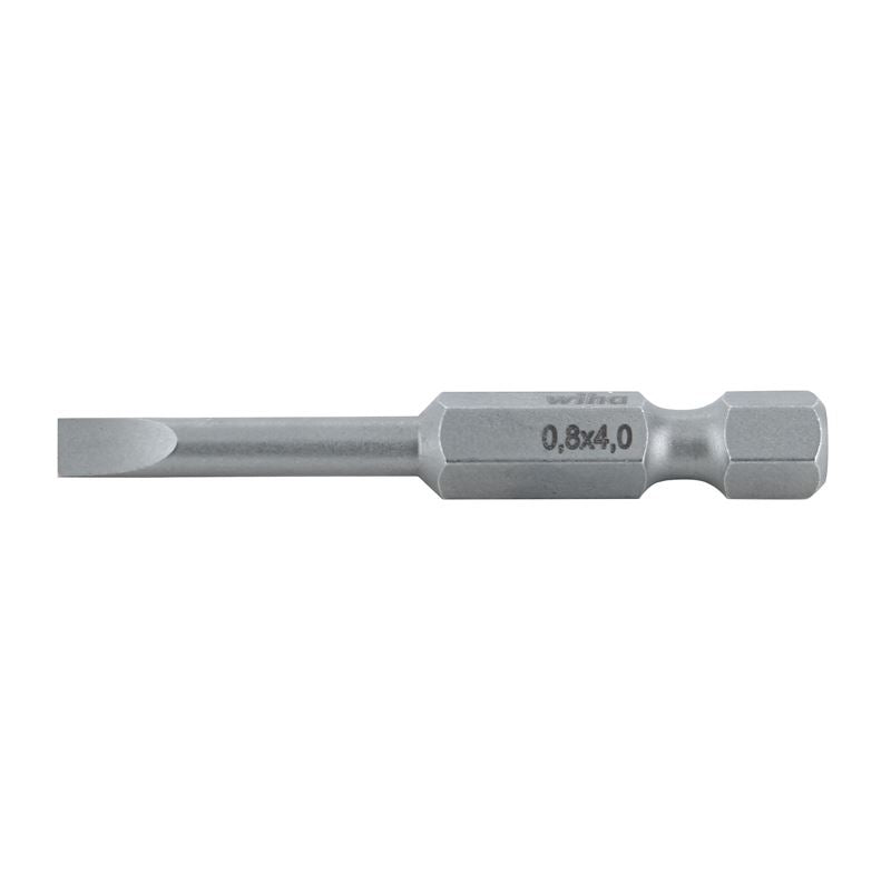 Wiha Slotted Power Bit 4.0 x .8 x 50mm Pack of 10 Bits