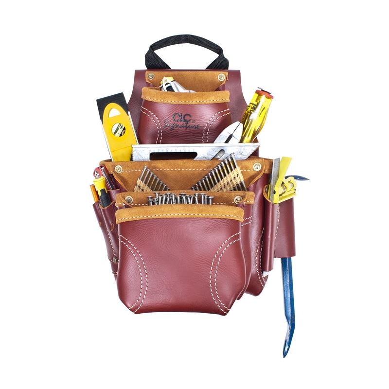 CLC 21687 9 Pocket Construction Worker's Heavy Duty Leather Nail Tool Bag