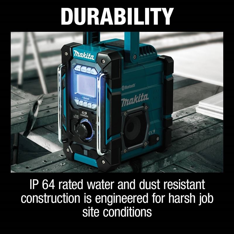 Makita DMR300 18V LXT / 12V MAX CXT Lithium‑Ion Cordless or Electric Job Site Charger / Radio with Bluetooth