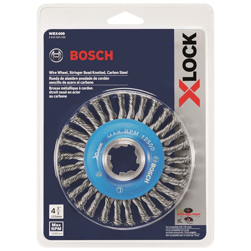 Bosch WBX408 4-1/2 In. Wheel Dia. X-LOCK Arbor Carbon Steel Stringer Bead Knotted Wire Wheel