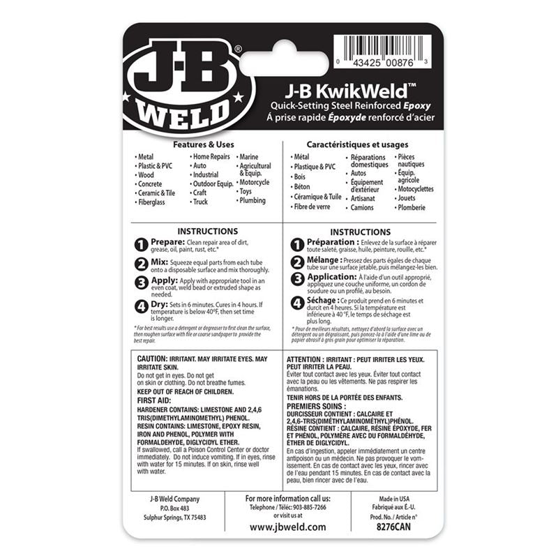 J-B WELD KWIKWELD TWIN TUBE - 2 OZ