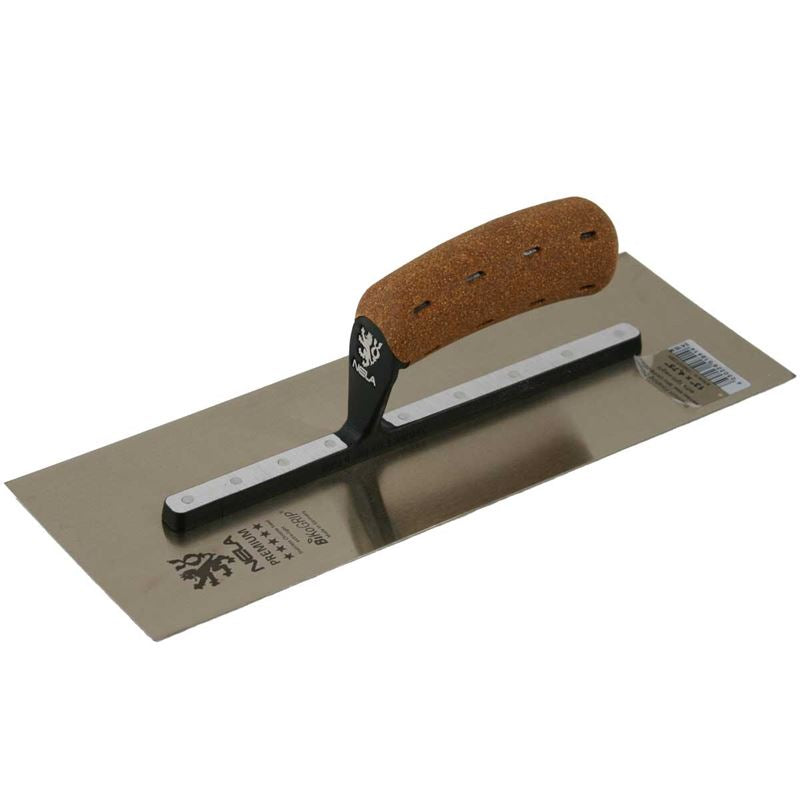 Nela 13" x 4.75" Cork Hdl Chrome SS Smoothing Trowel