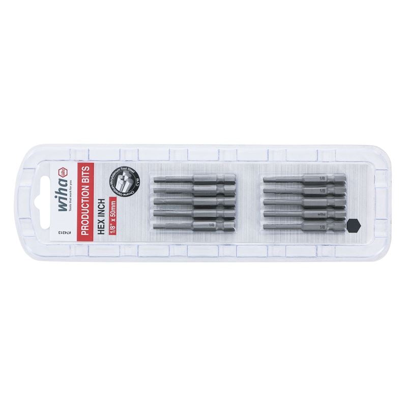 Wiha Hex Inch Power Bit 1/8 x 50mm Pack of 10 Bits