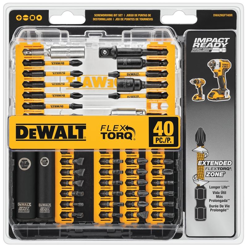 DEWALT DWA2T40IR FlexTorq IMPACT READY Screwdriving Bit Sets with ToughCase+ System