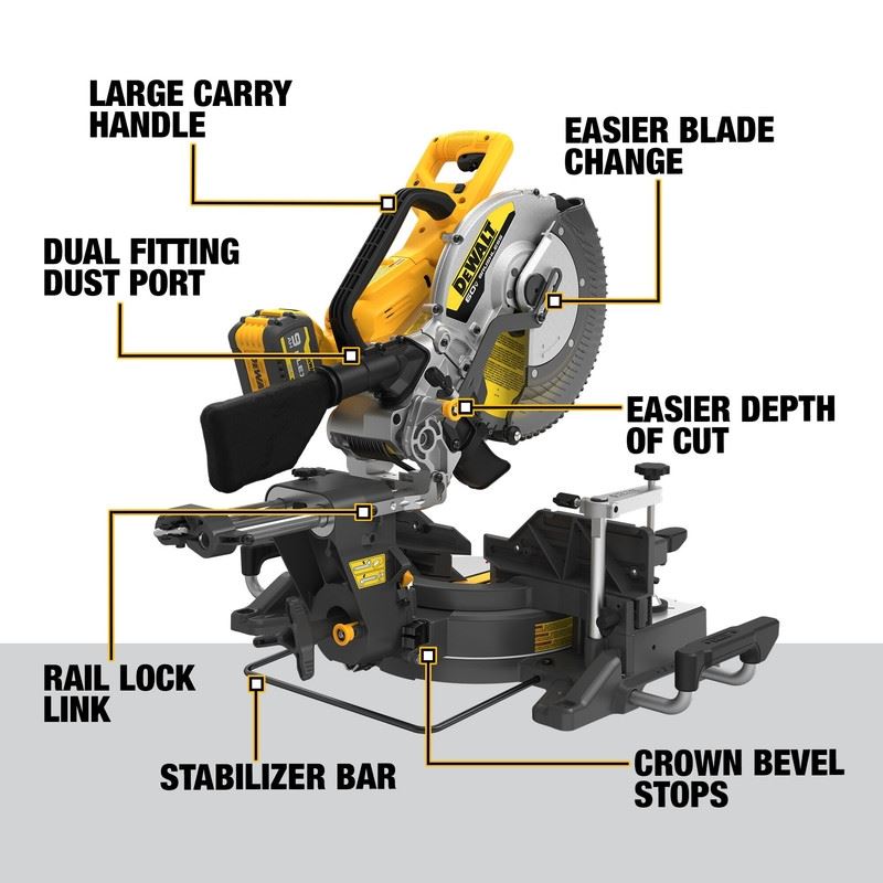 DEWALT DCS781X1 60V MAX 12in. Double Bevel Sliding Miter Saw