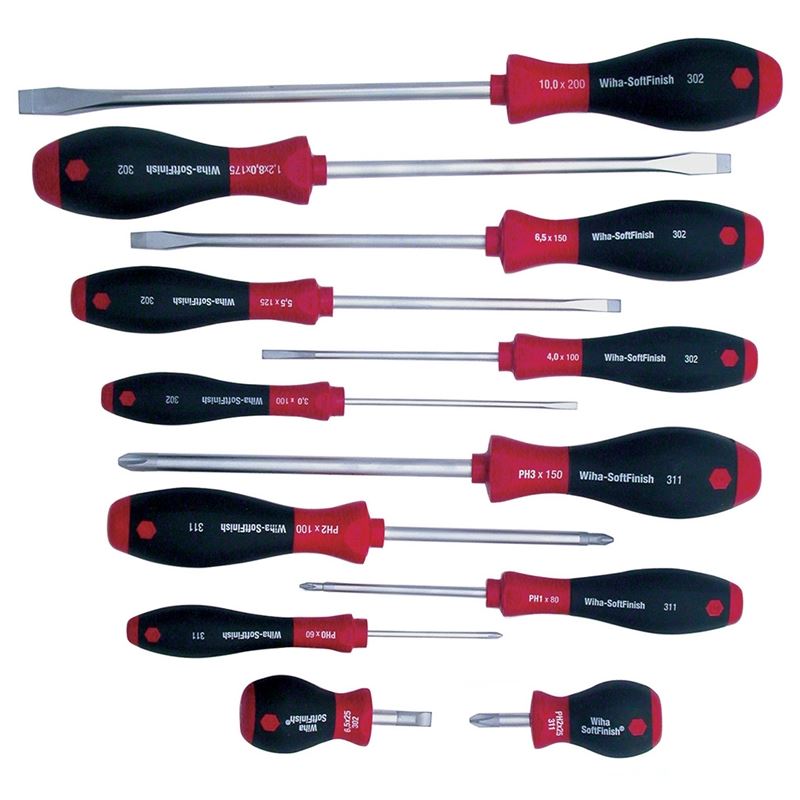 Wiha SoftFinish Slotted/Phillips Screwdriver 12 Piece Set