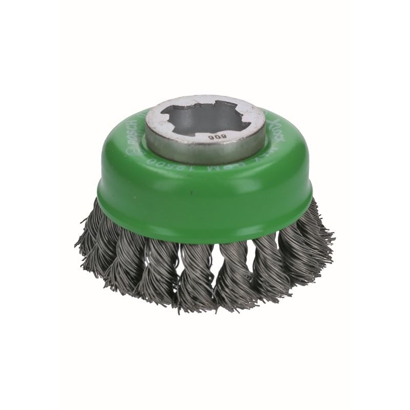 Bosch WBX329 3 In. Wheel Dia. X-LOCK Arbor Stainless Steel Knotted Wire Single Row Cup Brush