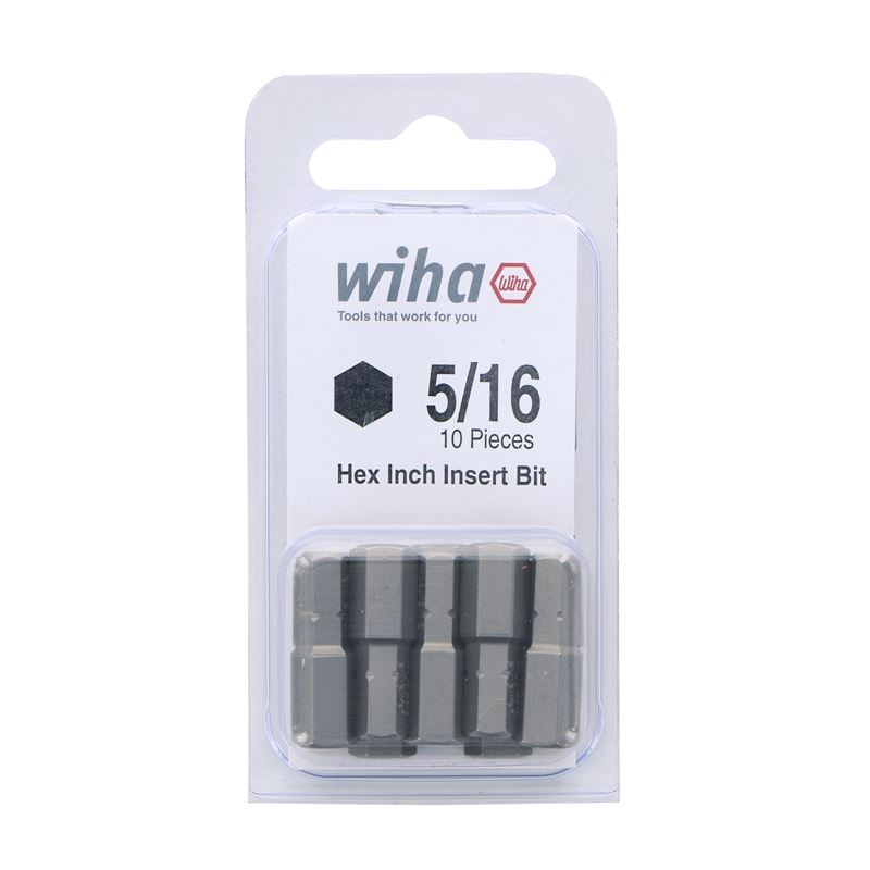 Wiha Hex Inch Insert Bit 5/16 x 25mm Pack of 10 Bits