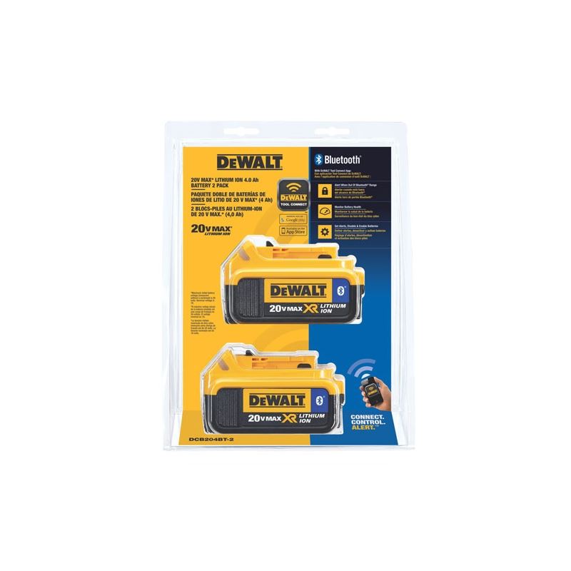 DEWALT DCB204BT-2 20V MAX* XR Lithium Ion Battery w/ Bluetooth (2-pack)