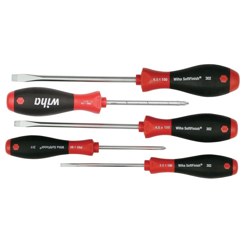 Wiha SoftFinish Slotted/Phillips Screwdriver 5 Piece Set