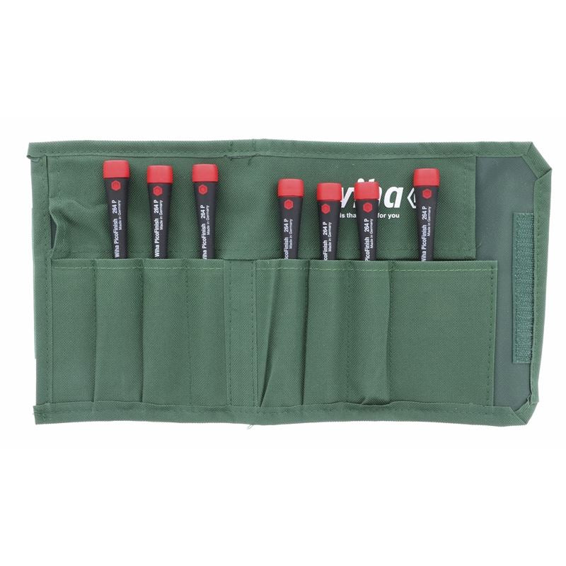 Wiha PicoFinish Precision Slotted Screwdrivers 8 Piece Set in Canvas Pouch