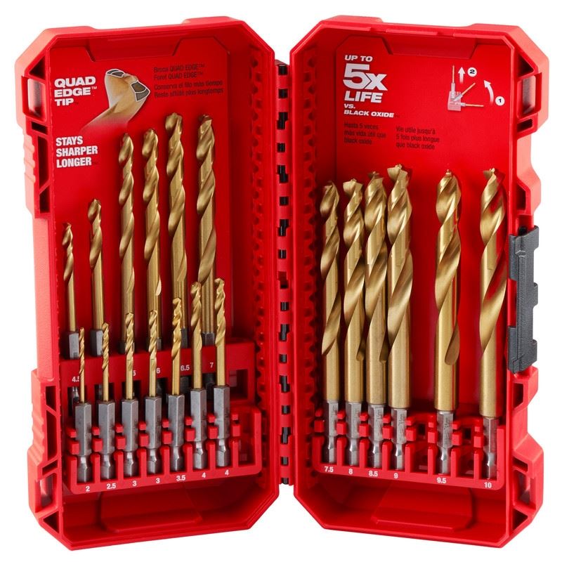 Milwaukee 48-89-4860 SHOCKWAVE Impact Duty RED HELIX Titanium Metric Drill Bit Set - 19PC
