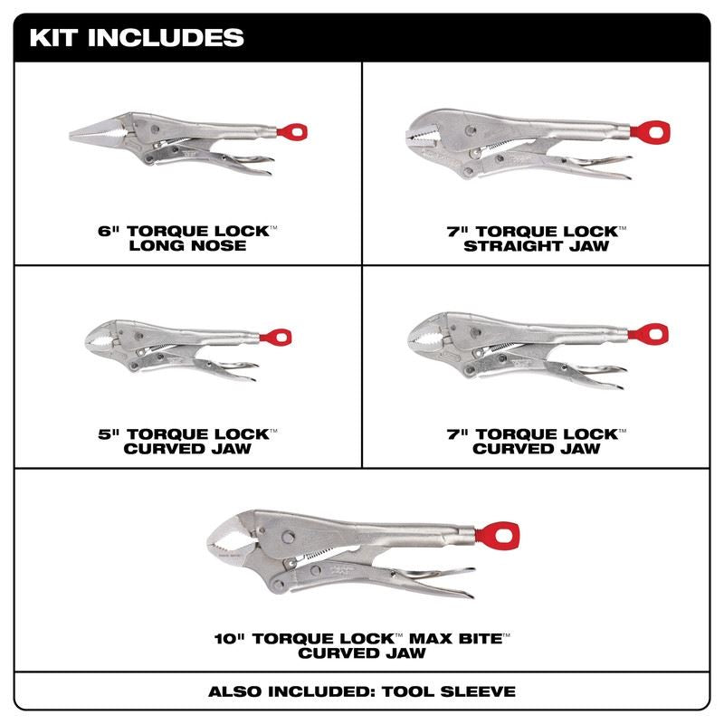 Milwaukee 48-22-3695 5 Pc. TORQUE LOCK LOCKING PLIERS KIT