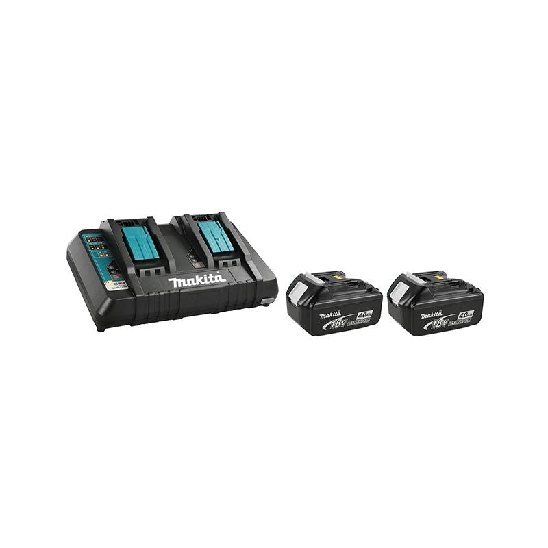Makita Y-00315 2 x 18V 4.0Ah Li-Ion Battery & Li-Ion Dual-Port Rapid Charger Kit