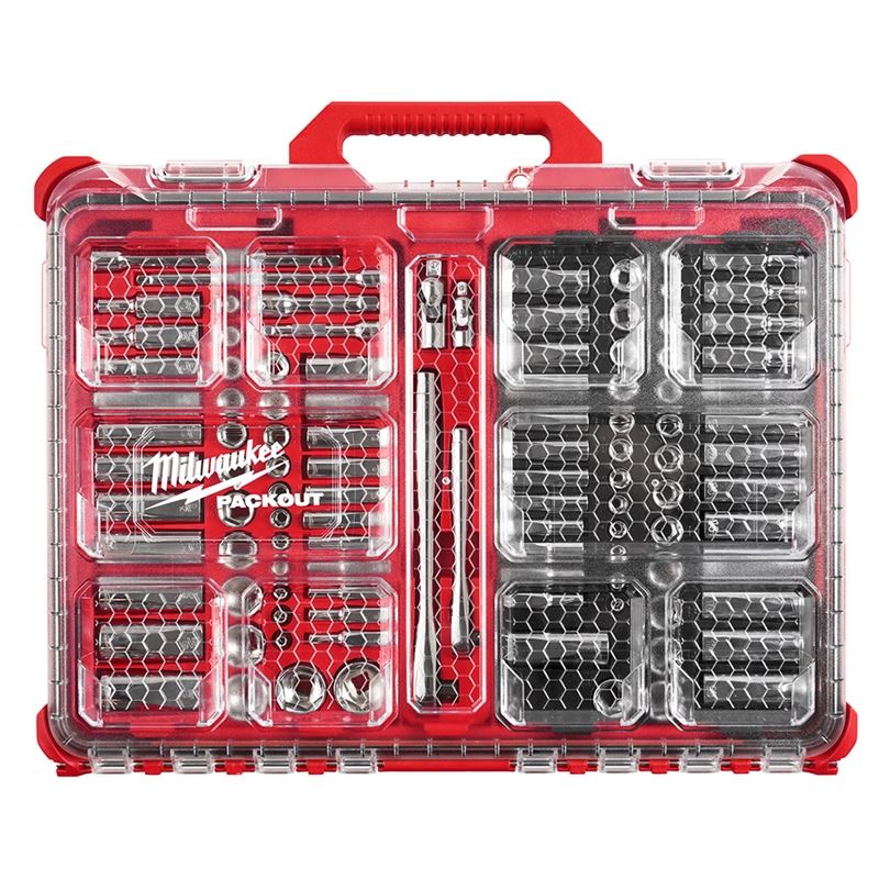 Milwaukee 48-22-9486 1/4" & 3/8†Drive 106pc Socket Set with PACKOUT Low-Profile Organizer - SAE & Metric