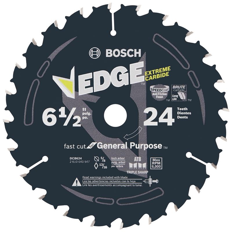 Bosch | DCB624 6-1/2 In. 24 Tooth Edge Circular Saw Blade for General Purpose
