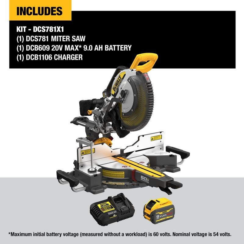 DEWALT DCS781X1 60V MAX 12in. Double Bevel Sliding Miter Saw
