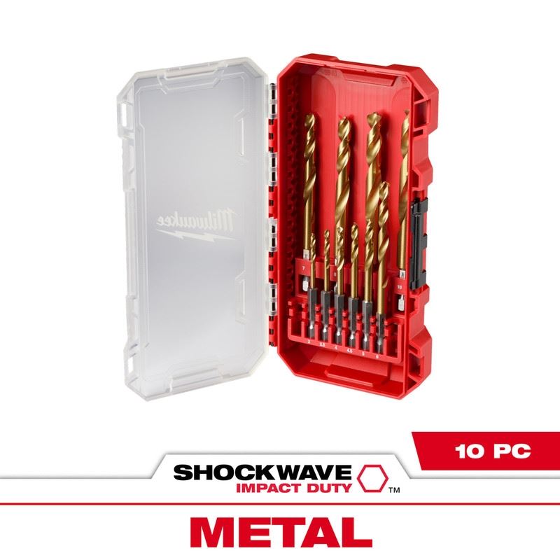 Milwaukee 48-89-4859 SHOCKWAVE Impact Duty RED HELIX Titanium Metric Drill Bit Set - 10PC