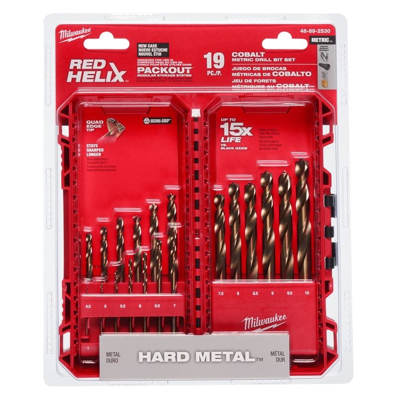 Milwaukee 48-89-2530 RED HELIX Cobalt Metric Drill Bit Set - 19PC