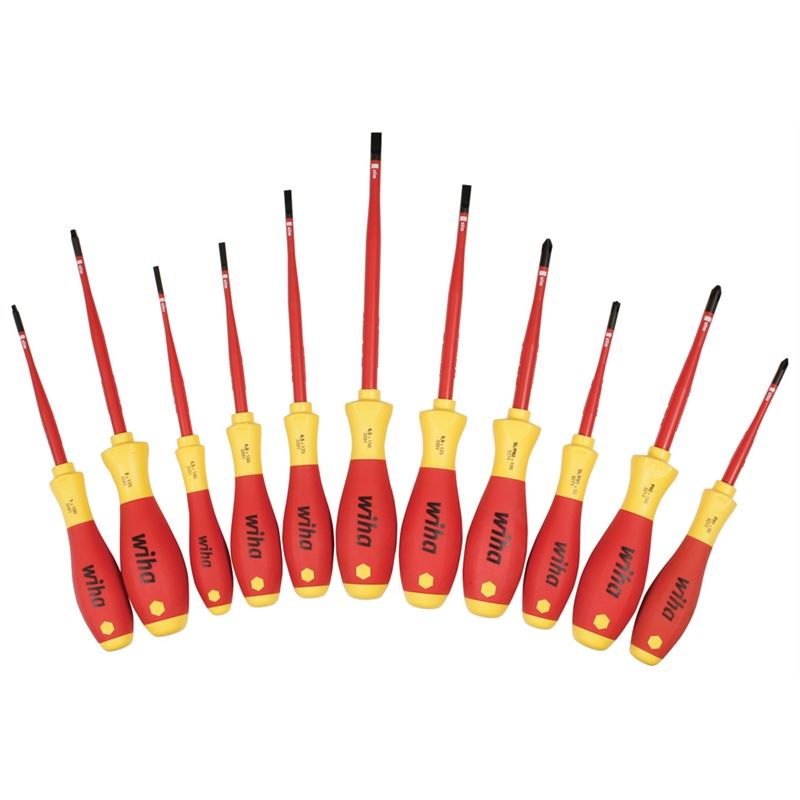 Wiha Insulated SlimLine Slotted, Phillips, Square and Xeno Screwdrivers 11 Piece Set