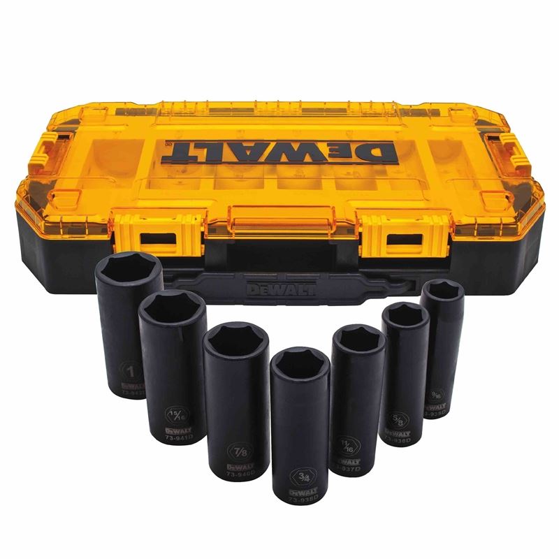 DEWALT DWMT74736 7 Piece 1/2 in Drive Deep Impact Socket Set