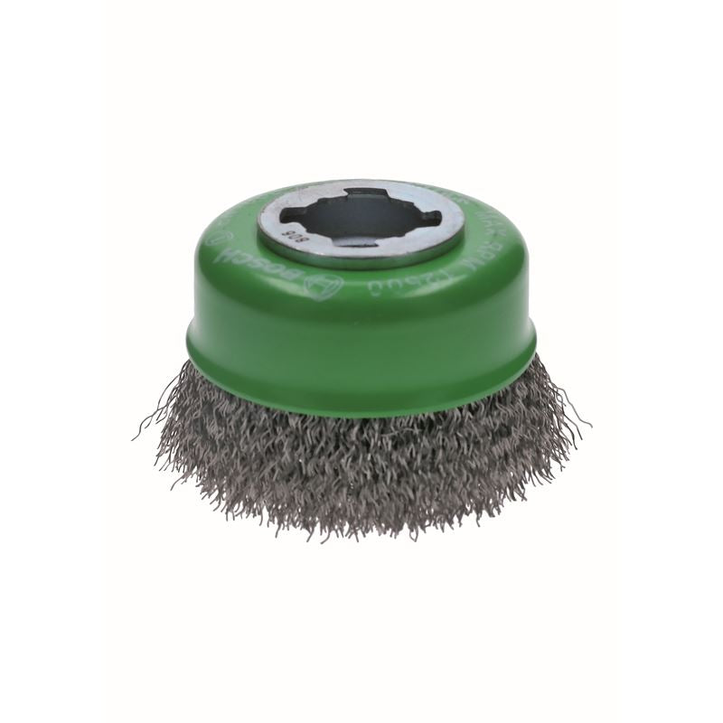 Bosch WBX319 3 In. Wheel Dia. X-LOCK Arbor Stainless Steel Crimped Wire Cup Brush
