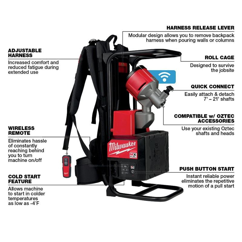 Milwaukee MXF371-2XC MX FUEL Backpack Concrete Vibrator Kit