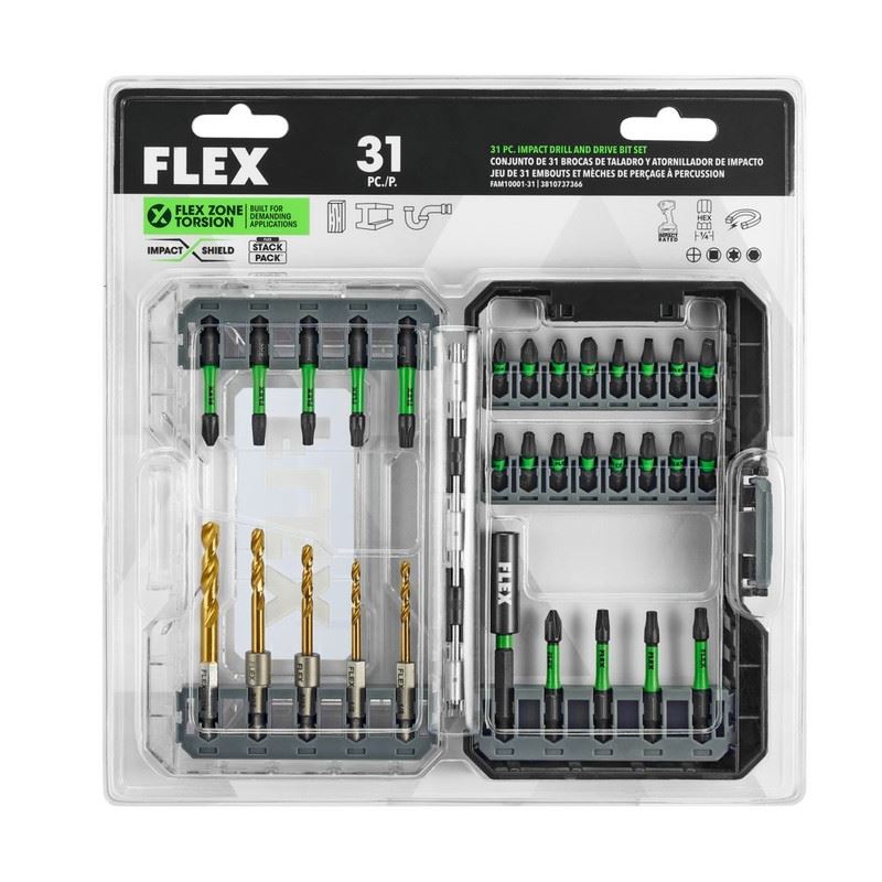 FLEX FAM10001-31 31 PC. Impact Drill and Drive Bit Set