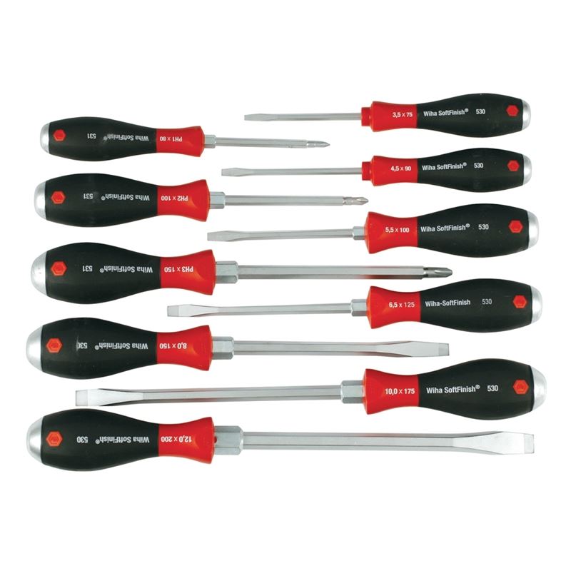 Wiha SoftFinish Extra Heavy Duty Slotted/Phillips 10 Piece Set