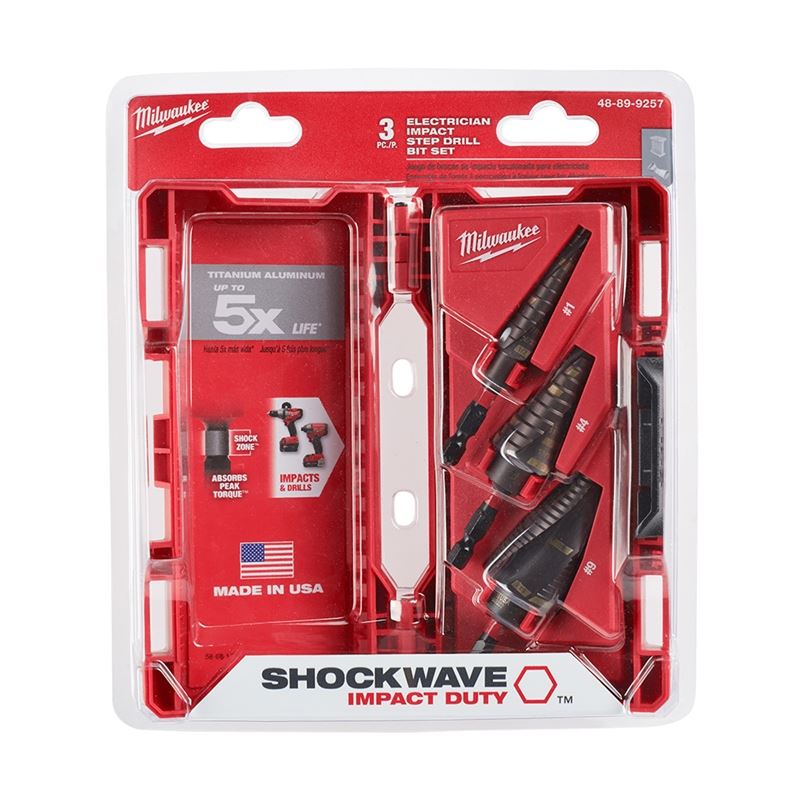 48-89-9257 SHOCKWAVE Impact Duty Step Bit Electrician Set (#1, #4, #9)