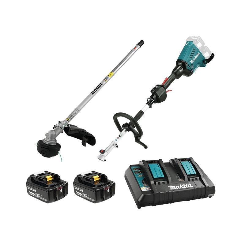 Makita DUX60PGM5X 18v x 2 Split Shaft Power Unit With Line Trimmer Attachment - 6ah Kit