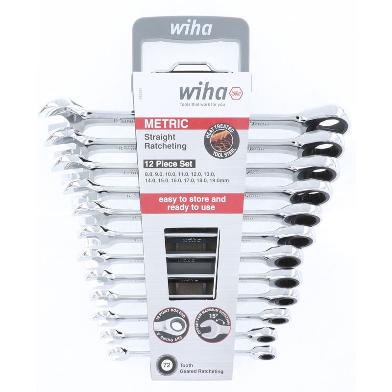 Wiha Combination Metric Ratchet Wrenches 12 Piece Set