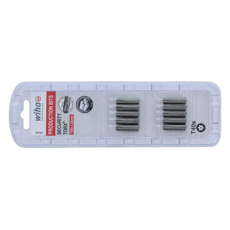 Wiha Security Torx Insert Bit T40s Pack of 10 Bits