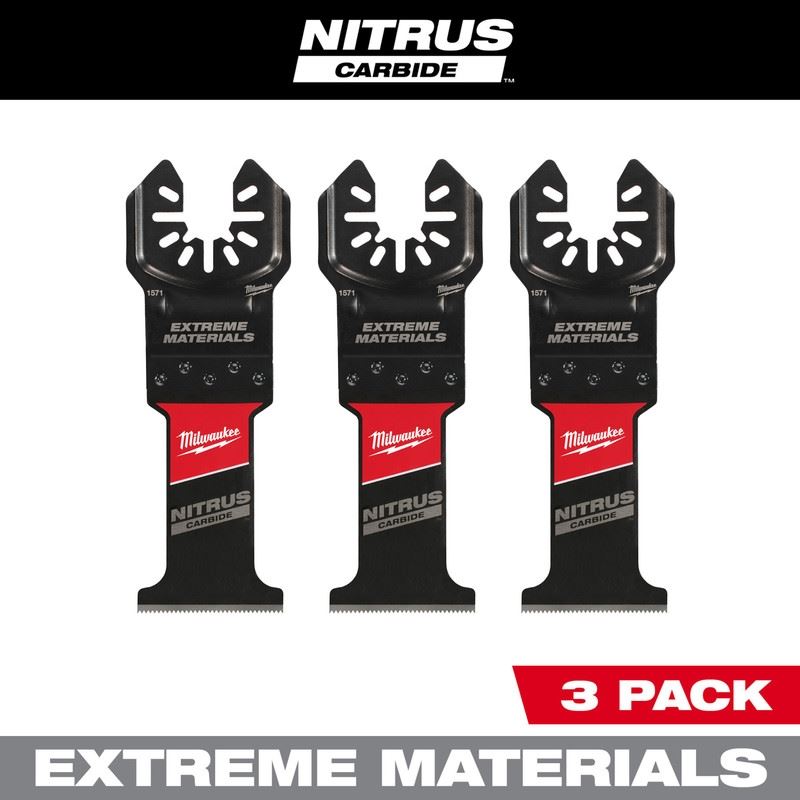 Milwaukee 49-25-1573 NITRUS CARBIDE Extreme Materials Universal Fit OPEN-LOK Multi-Tool Blade - 3pk