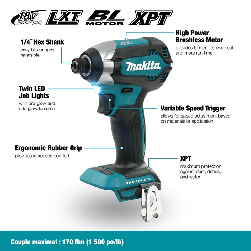 Makita DTD153Z 1/4in Cordless Impact Driver with Brushless Motor