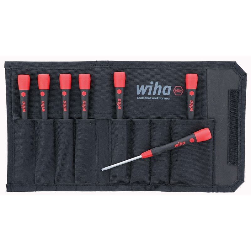 Wiha PicoFinish Precision Ball End Hex Inch Driver 7 Piece Set in Canvas Pouch