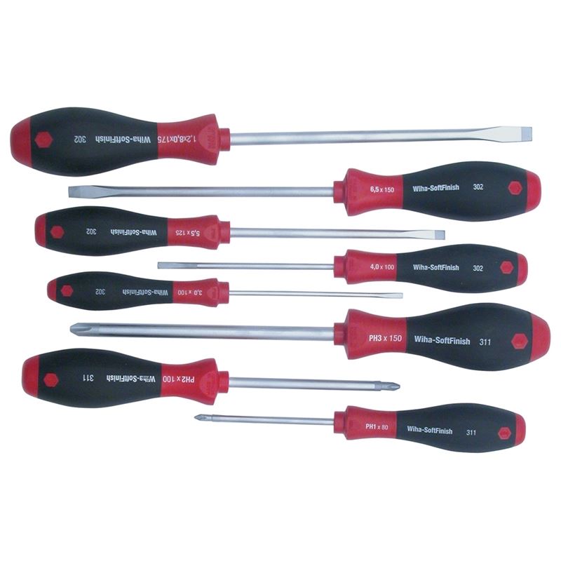 Wiha SoftFinish Slotted/Phillips Screwdriver 8 Piece Set