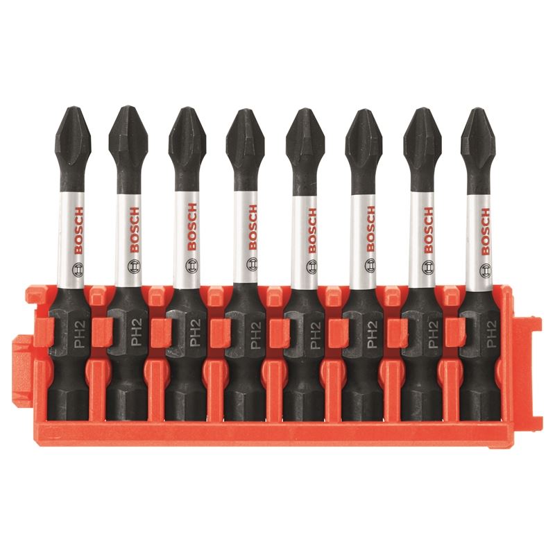 Bosch | CCSPH2208 8 pc. Impact Tough Phillips P2 2 In. Power Bits with Clip for Custom Case System