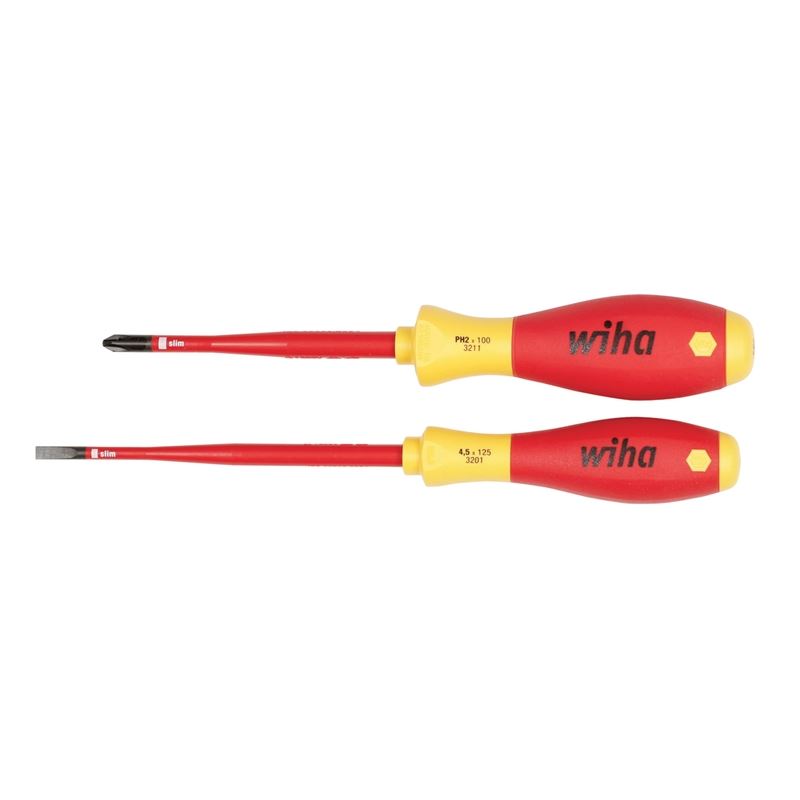 Wiha Insulated SlimLine Slotted/Phillips Screwdrivers 2 Piece Set
